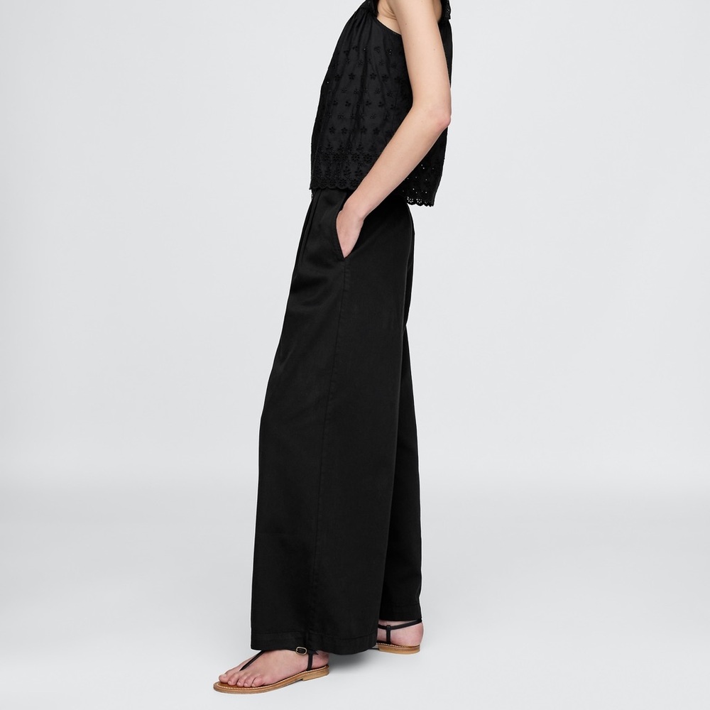 Gap X Doen High Rise Pleated Trouser Wide Leg Pant Black NWT - Picture 13 of 15